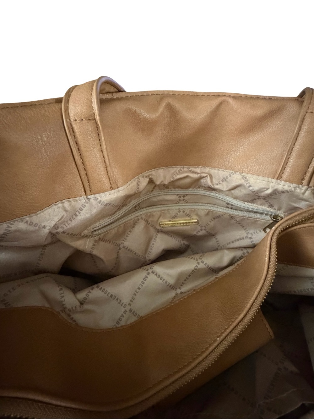 Steve Madden Tan Quilted Tote with Detachable Pouch - Picture 4 of 13